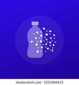 Microplastics icon with plastic bottle, transparent design
