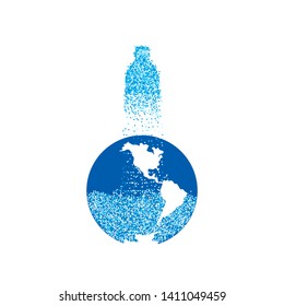 Of microplastics in the water vector banner. The concept of water pollution of the oceans and ecosystems by microplastics. Bottled water with microplastics