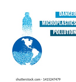 Of microplastics in the water vector banner. The concept Pollution of the planet with plastic waste