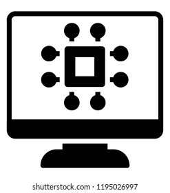 Microprocessor or circuit design on monitor screen depicting as information technology icon concept 