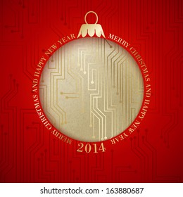 Microprocessor circuitry christmas design. Vector illustration.