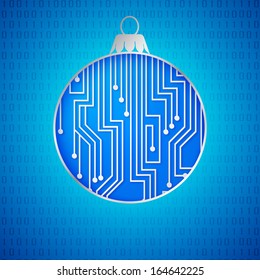 Microprocessor circuitry christmas design. Vector illustration.