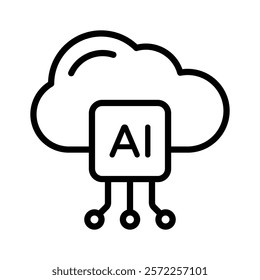 Microprocessor with cloud, concept icon of cloud technology, ai cloud vector