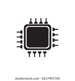 microprocessor CPU and Chip icon element design