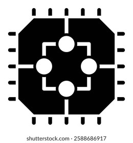 Microprocessor Glyph Icon Design For Personal And Commercial Use