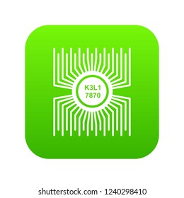 Microprocessor icon green vector isolated on white background