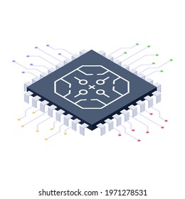 Microprocessor icon, trendy vector of integrated circuit 