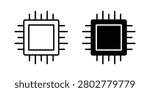 Microprocessor icon vector set collection for web.