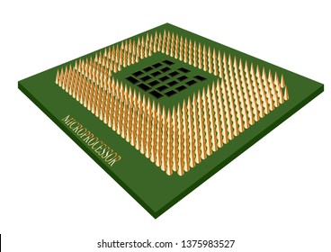 microprocessor isolated on white background. 10 EPS