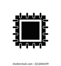 Microprocessor, processor icon in black flat glyph, filled style isolated on white background