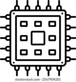 Microprocessor vector icon. Can be used for printing, mobile and web applications.