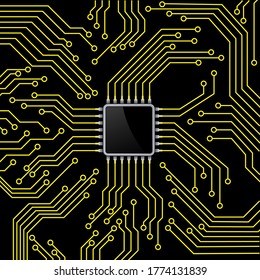 Visualización de microprocesadores en un chip en un fondo negro