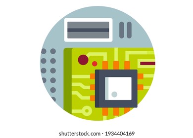 Microscheme ship CPU flat vector icon illustration isolated on white background.