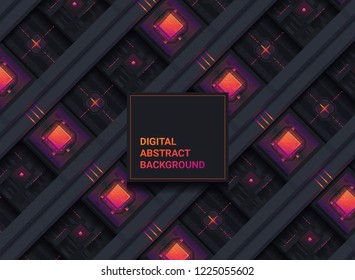 Microscheme technology structure pattern. Digital abstract background. Vector sci fi texture.