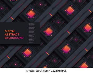 Microscheme Technology Structure Pattern. Digital Abstract Background. Vector Sci Fi Texture.