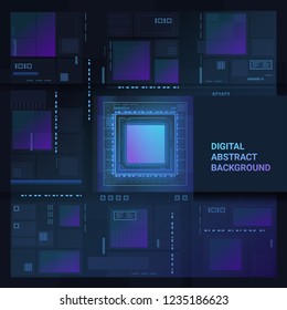 Microscheme technology structure pattern. Digital abstract background. Vector sci fi texture.