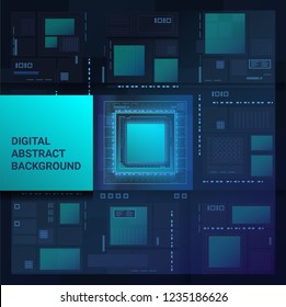 Microscheme technology structure pattern. Digital abstract background. Vector sci fi texture.