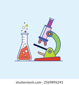 microscope andLaboratory equipment icon- vector