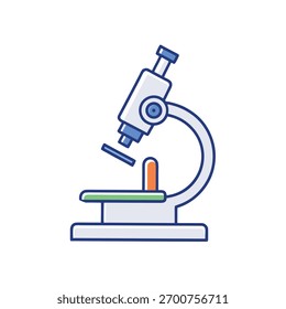 Microscopio con icono de contorno de bacterias sobre fondo blanco
