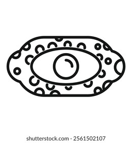 Microscope bacterium icon showing cell membrane and nucleus, representing microbiology and scientific research