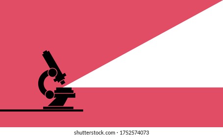 Microscope banner for various sites and posters with the ability to add text. Minimalistic banner with a microscope for the medical business. Vector illustration.