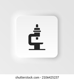 Microscope. Bioengineering neumorphic style vector icon. Biotechnology for health, researching. Molecular biology, biomedical and molecular engineering Neumorphism, neumorphic style icon