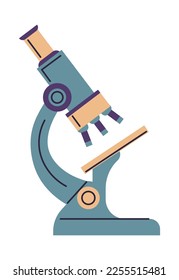 microscope for biology lessons, isolated school supplies for education and obtaining knowledge. Educative examples and learning on experiments, making discoveries at class. Vector in flat style