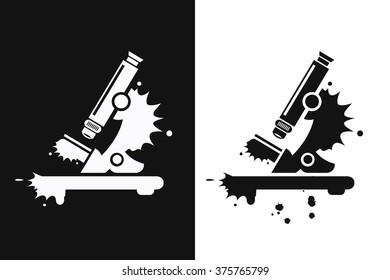 Microscope. Black blot. Vector illustration.