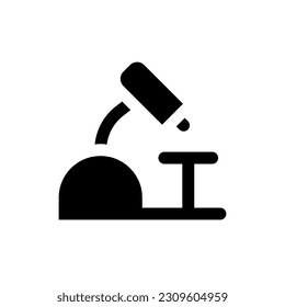 Microscope black glyph ui icon. Laboratory equipment. Scientific analysis. User interface design. Silhouette symbol on white space. Solid pictogram for web, mobile. Isolated vector illustration