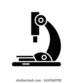 Microscope black icon, concept illustration, vector flat symbol, glyph sign.