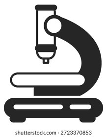 Schwarzes Mikroskopsymbol. Wissenschaftliche Forschung Laborgerät