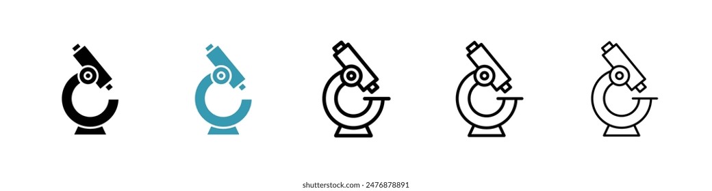 Microscope black liner icon collection