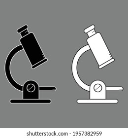 Microscope black white outline vector
