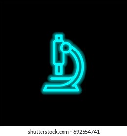 Microscope blue glowing neon ui ux icon. Glowing sign logo vector