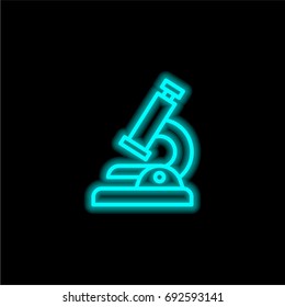 Microscope blue glowing neon ui ux icon. Glowing sign logo vector