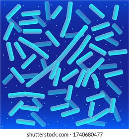 Microscope blue gradient bacteria vector background. 