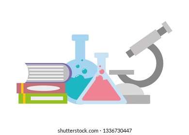 microscope books flask science