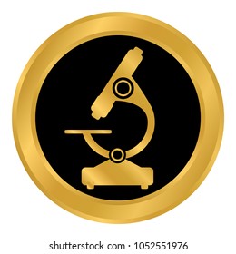 Microscope button on white background. Vector illustration.