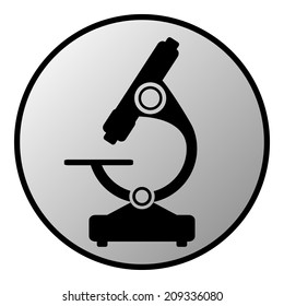 Microscope button on white background. Vector illustration.