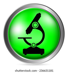 Microscope button on white background. Vector illustration.