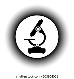 Microscope button on white background. Vector illustration.