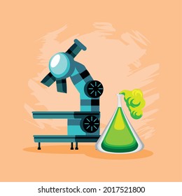 microscope and chemical bottle cartoon
