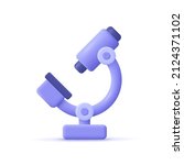 Microscope. Chemistry, pharmaceuticals, microbiology, science, exploration symbol. 3d vector icon. Cartoon minimal style.