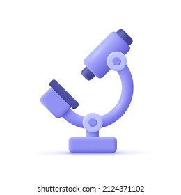 Microscope. Chemistry, pharmaceuticals, microbiology, science, exploration symbol. 3d vector icon. Cartoon minimal style. - Shutterstock ID 2124371102