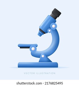 Microscope. Chemistry, pharmaceuticals, microbiology, science, medicine, and learning symbol. Vector illustration in 3D style. Microscope icon for web design.