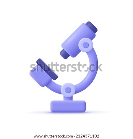 Microscope. Chemistry, pharmaceuticals, microbiology, science, exploration symbol. 3d vector icon. Cartoon minimal style.