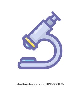 Microscope color icon with flat style