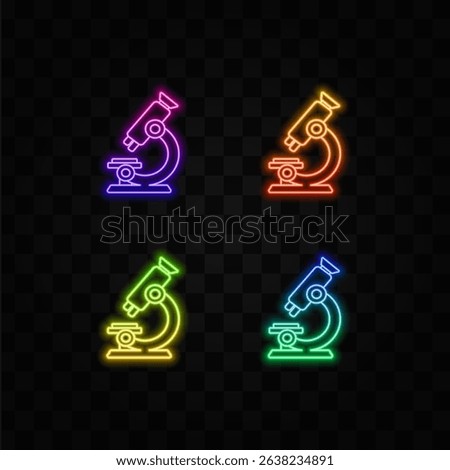 Microscope color icon Scientific research tool symbol. neon style..