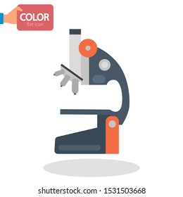 Microscope color vector icon. Flat design