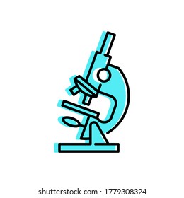 Microscope color vector illustration. Medical laboratory equipment icon. Science and medicine symbol.